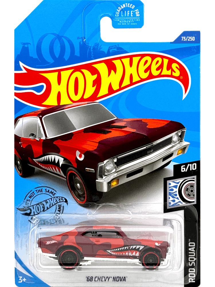 2020 Hot Wheels Mainline #073 - '68 Chevy Nova (Red Camo) GHF41