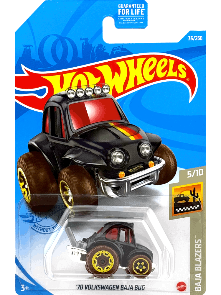 2021 Hot Wheels Mainline #033 - 1970 Volkswagen Baja Bug VW Beetle (Black) GTD35