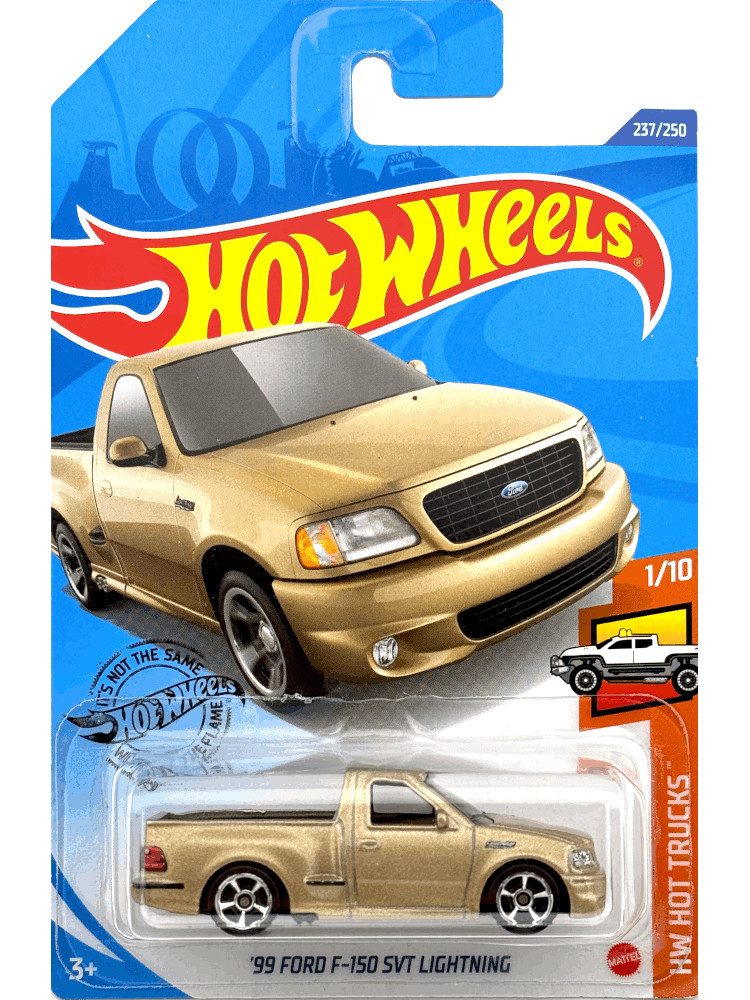 2020 Hot Wheels Mainline #237 - 1999 Ford F-150 SVT Lightning (Gold) GHB33