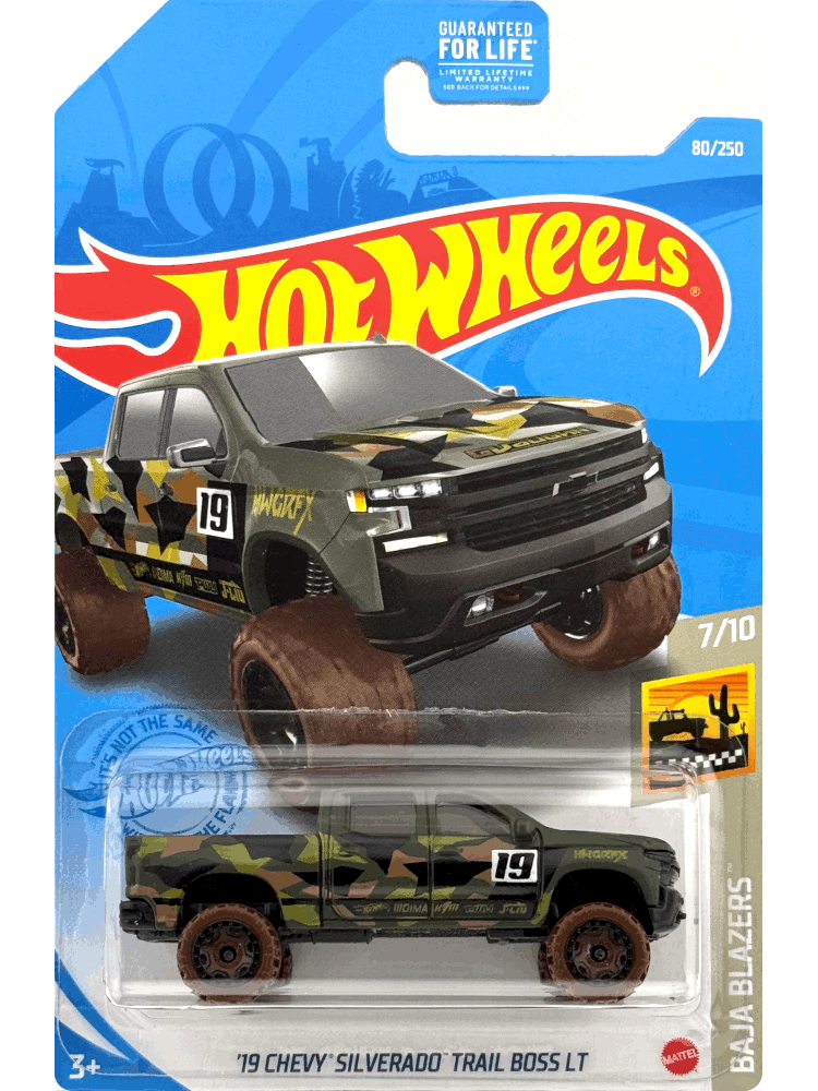 2021 Hot Wheels Mainline #080 - '19 Chevy Silverado Trail Boss LT (Camo) GRX69