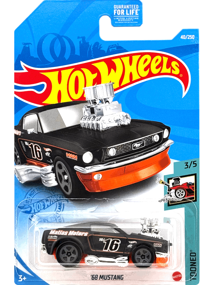 2021 Hot Wheels Mainline #040 - 1968 Ford Mustang (Tooned Black) GRY01