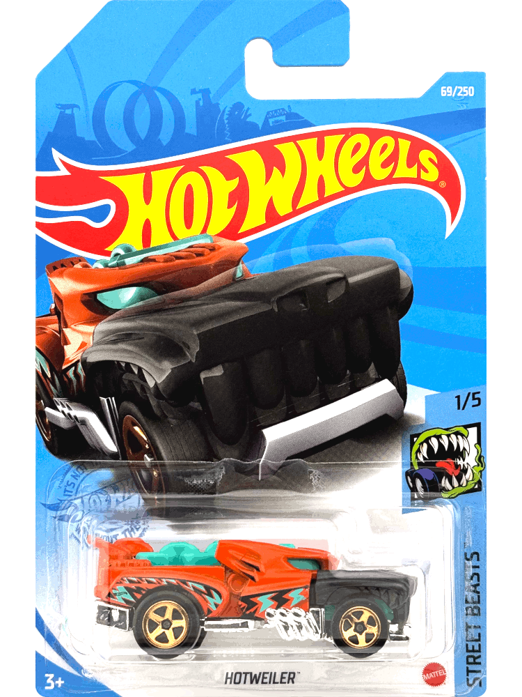 2021 Hot Wheels Mainline #069 - Hotweiler Rotweiler Dog Car (Orange) GRY51