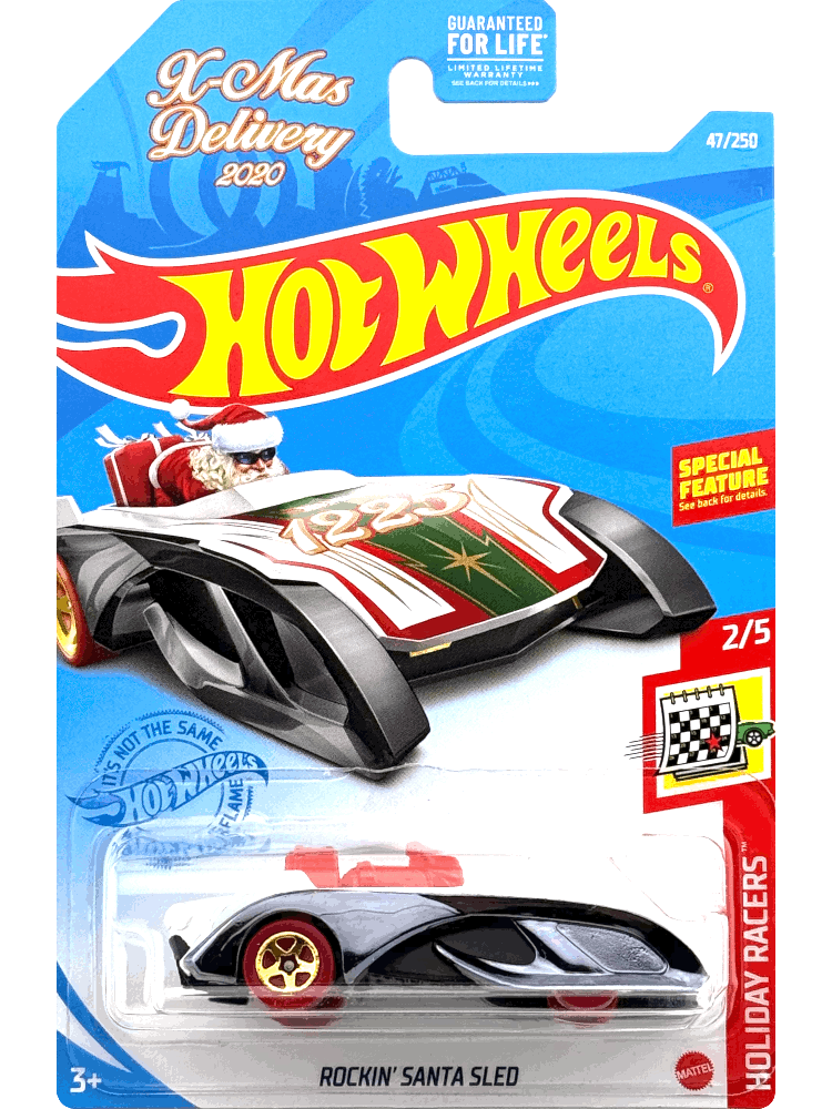 2021 Hot Wheels Mainline #047 - Rockin' Santa Sled (White / Gunmetal) GRY77