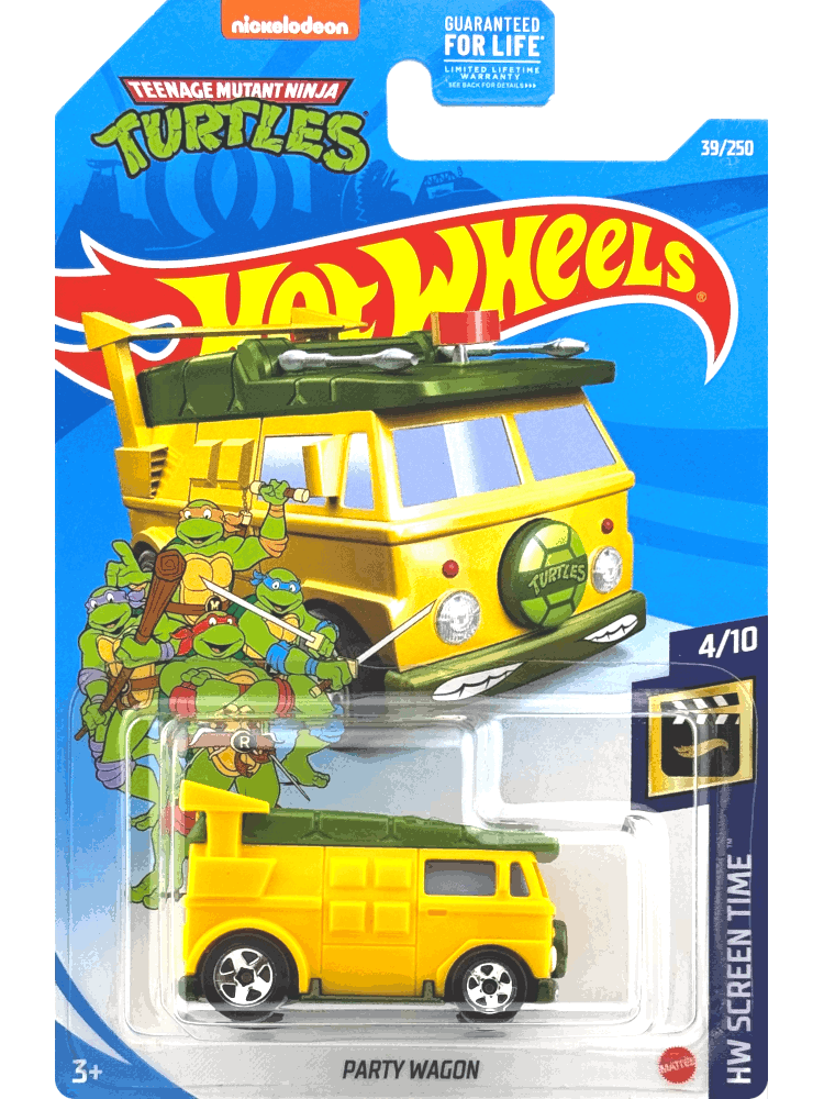 2021 Hot Wheels Mainline #039 - TMNT Party Wagon (Ninja Turtles Yellow) GRX96