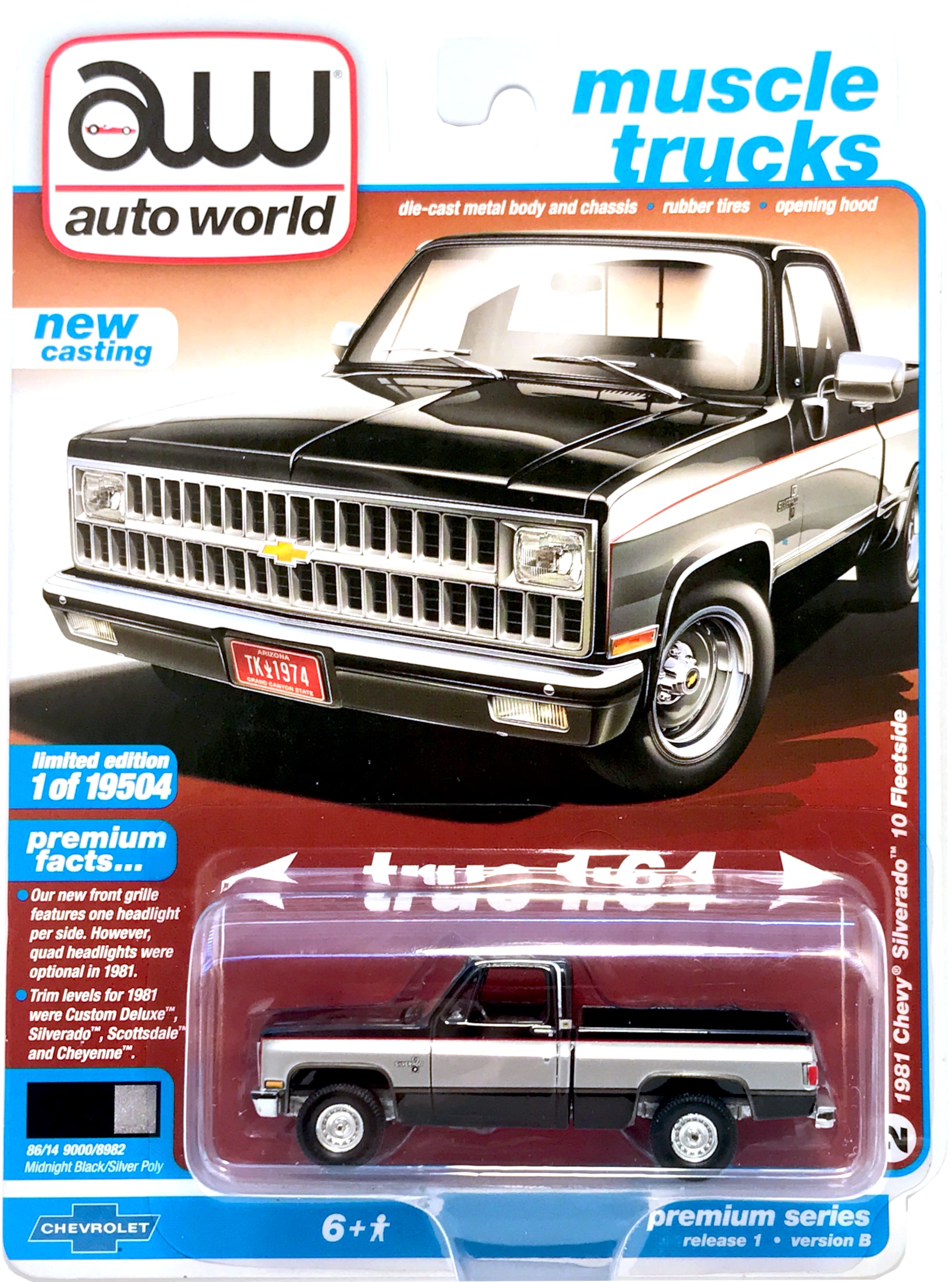 2021 Auto World - 1981 Chevy Silverado 10 Fleetside (Black) AW64302-1B2