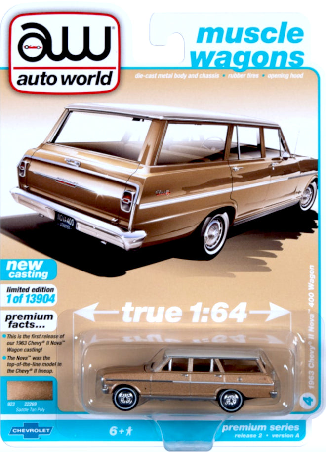 2021 Auto World - 1963 Chevy II Nova 400 Wagon (Gold) AW64312-2A4