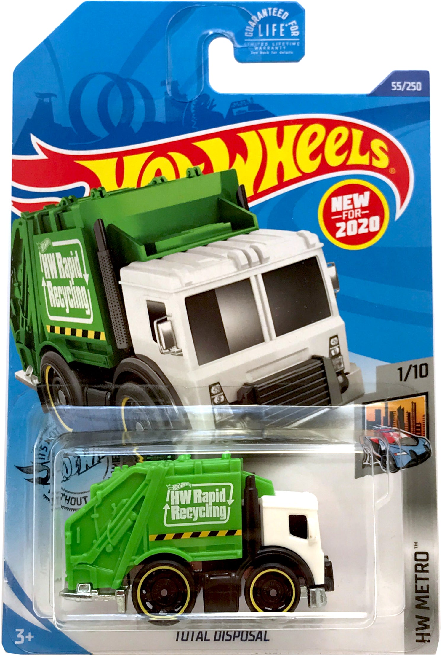 2020 Hot Wheels Mainline #055 - Total Disposal Garbage Truck (Green) GHD90