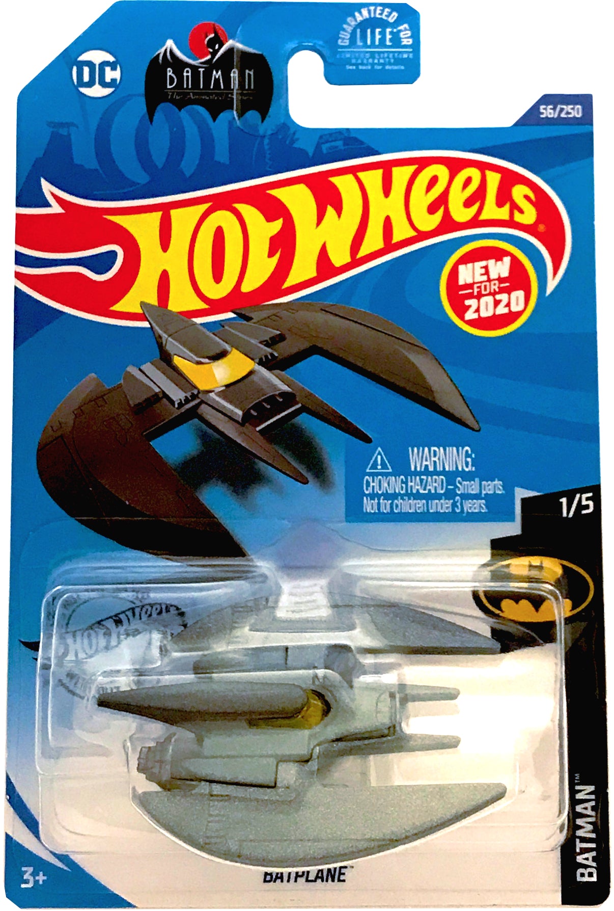 2020 Hot Wheels Mainline #056 - Batman Animated Series Batplane (Silver) GHD94