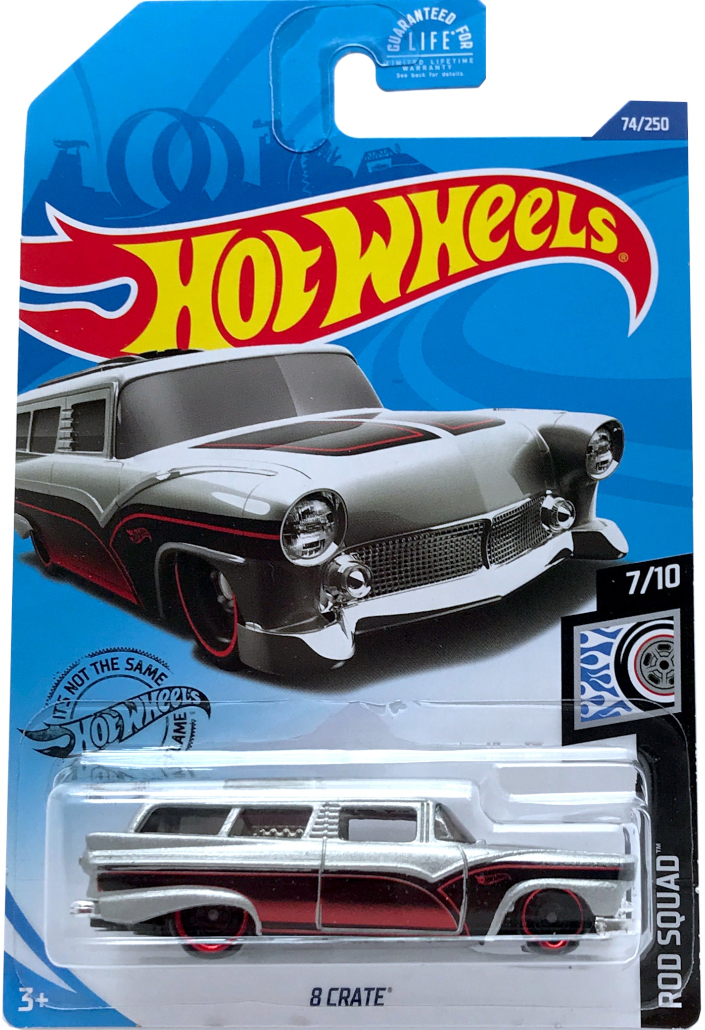 2020 Hot Wheels Mainline #074 - 8 Crate '55 Ford Ranch Wagon (Silver) GHD29