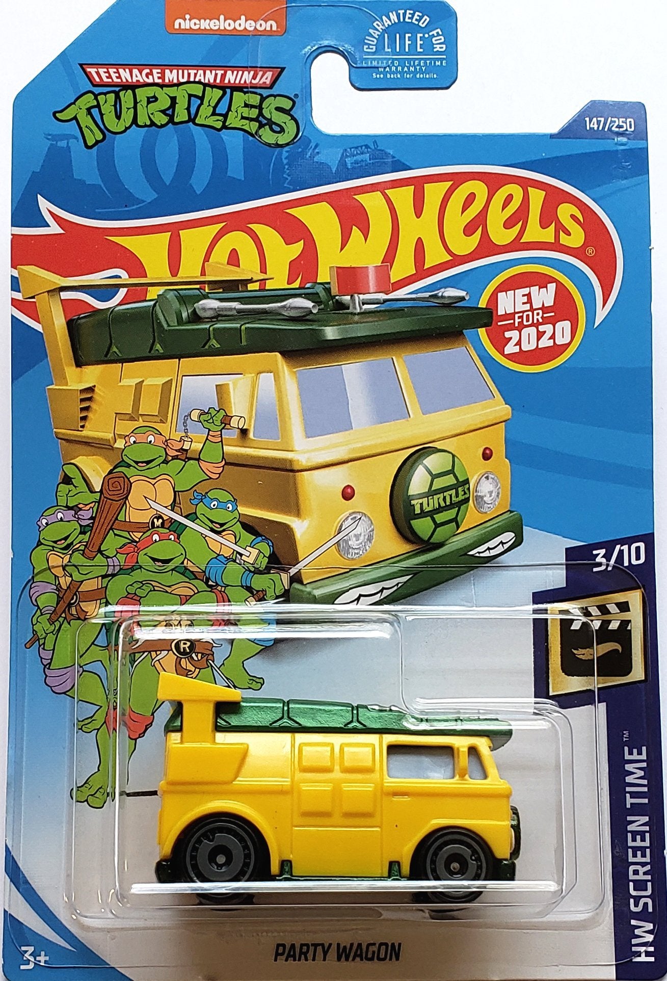 2020 Hot Wheels Mainline #147 - TMNT Party Wagon (Yellow) GHB47
