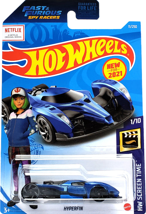 2021 Hot Wheels Mainline #011 - Hyperfin Fast and Furious Spy Racers (Blue) GRX37