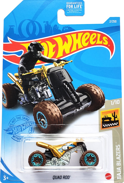 2021 Hot Wheels Mainline #002 - Quad Rod 4 Wheeler ATV (Gold) GRX64