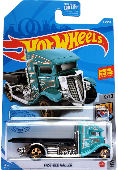 2021 Hot Wheels Mainline #083 - Fast-Bed Hauler Flatbed Truck (Blue) GRX83