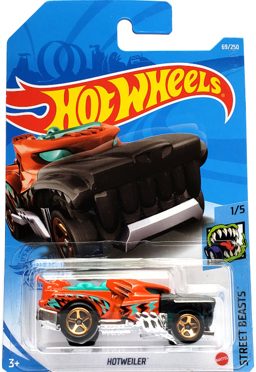 2021 Hot Wheels Mainline #069 - Hotweiler Rotweiler Dog Car (Orange) GRY51