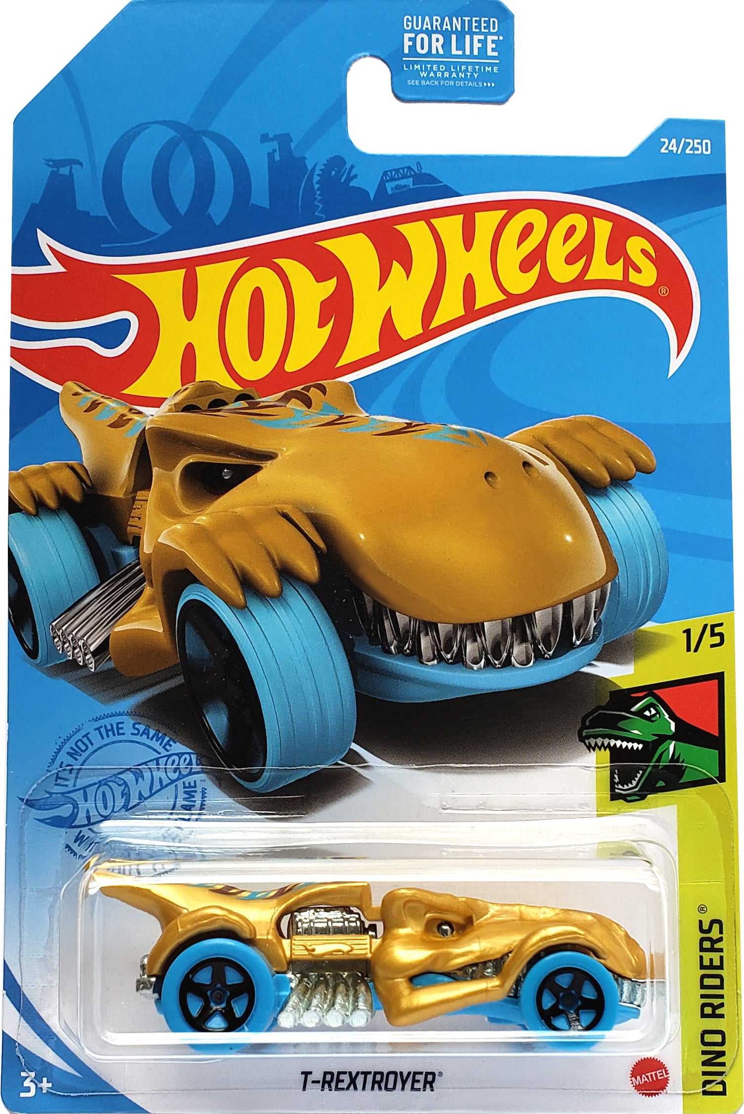 2021 Hot Wheels Mainline #024 - T-Rextroyer (Dinosaur Gold) GRY60