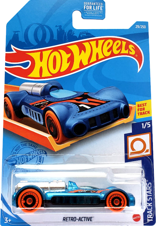 2021 Hot Wheels Mainline #029 - Retro-Active Best for Track (Blue) GRY82