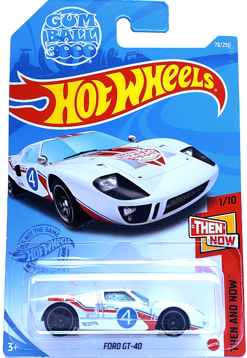 2021 Hot Wheels Mainline #078 - Ford GT-40 Gumball 3000 (White) GTB33