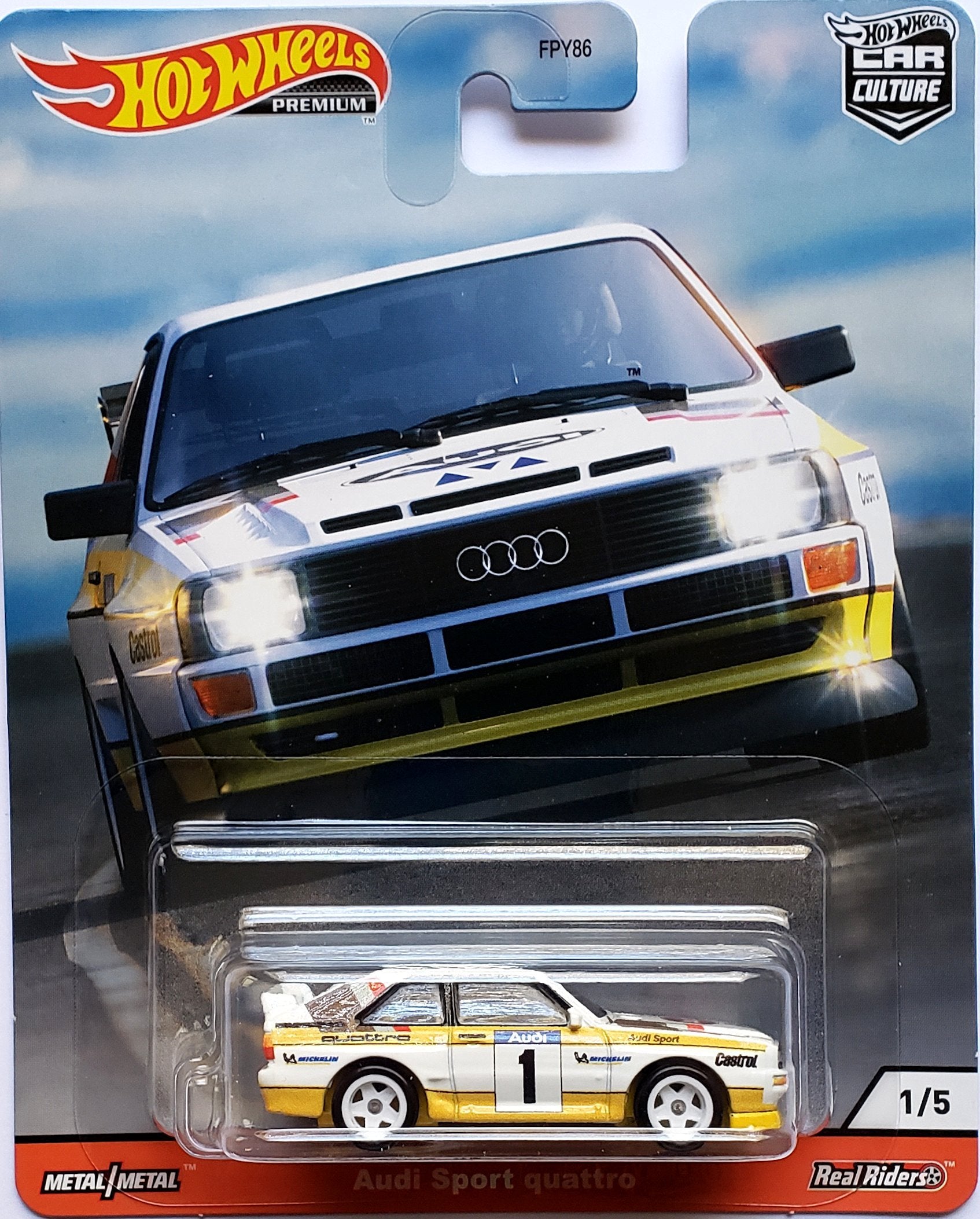 Hot Wheels Premium - Audi Sport Quattro (White / Yellow) GJP94