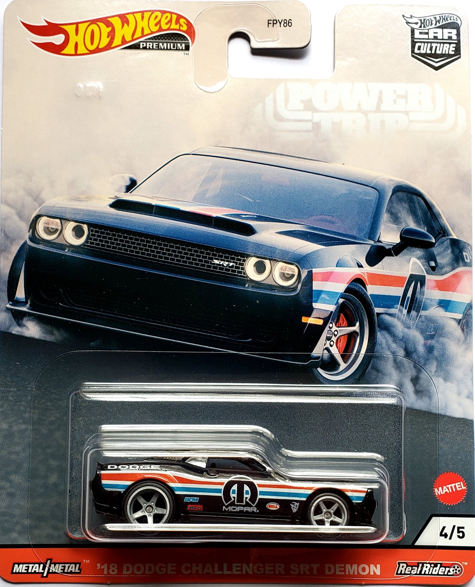 Hot Wheels Premium - 2018 Dodge Challenger SRT Demon (Black Mopar) GJR04