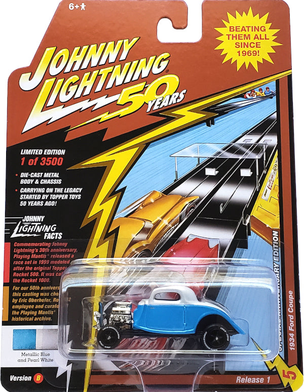 2019 Johnny Lightning Classic Gold - 1934 Ford Coupe (Blue) JLCG018-15B
