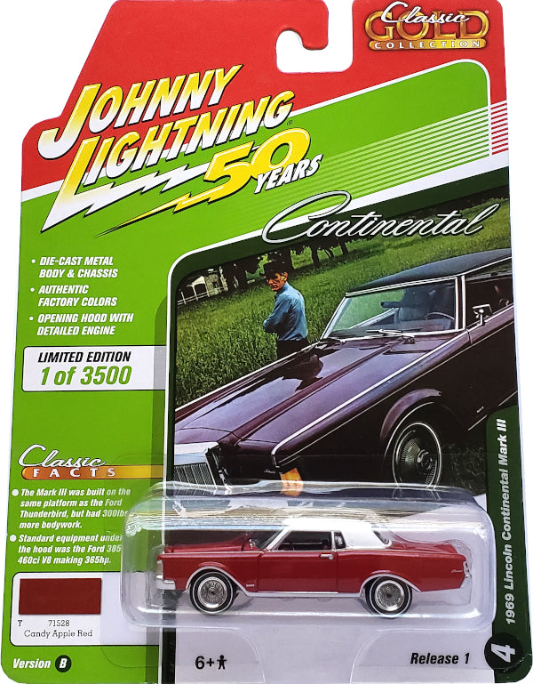 2019 Johnny Lightning Classic Gold - 1969 Lincoln Continental Mark III (Red) JLCG019-14B