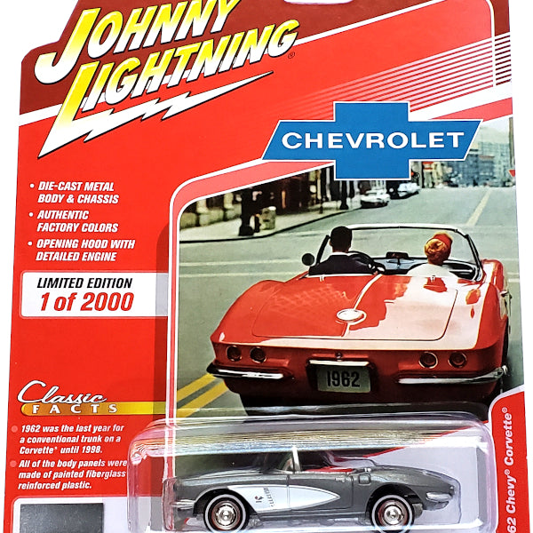 BigD Toys Johnny Lightning 1962 Chevy Corvette Silver Diecast Car