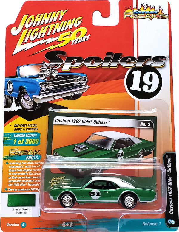 2019 Johnny Lightning Street Freaks - 1967 Oldsmobile Cutlass (Green) JLSF013-13B