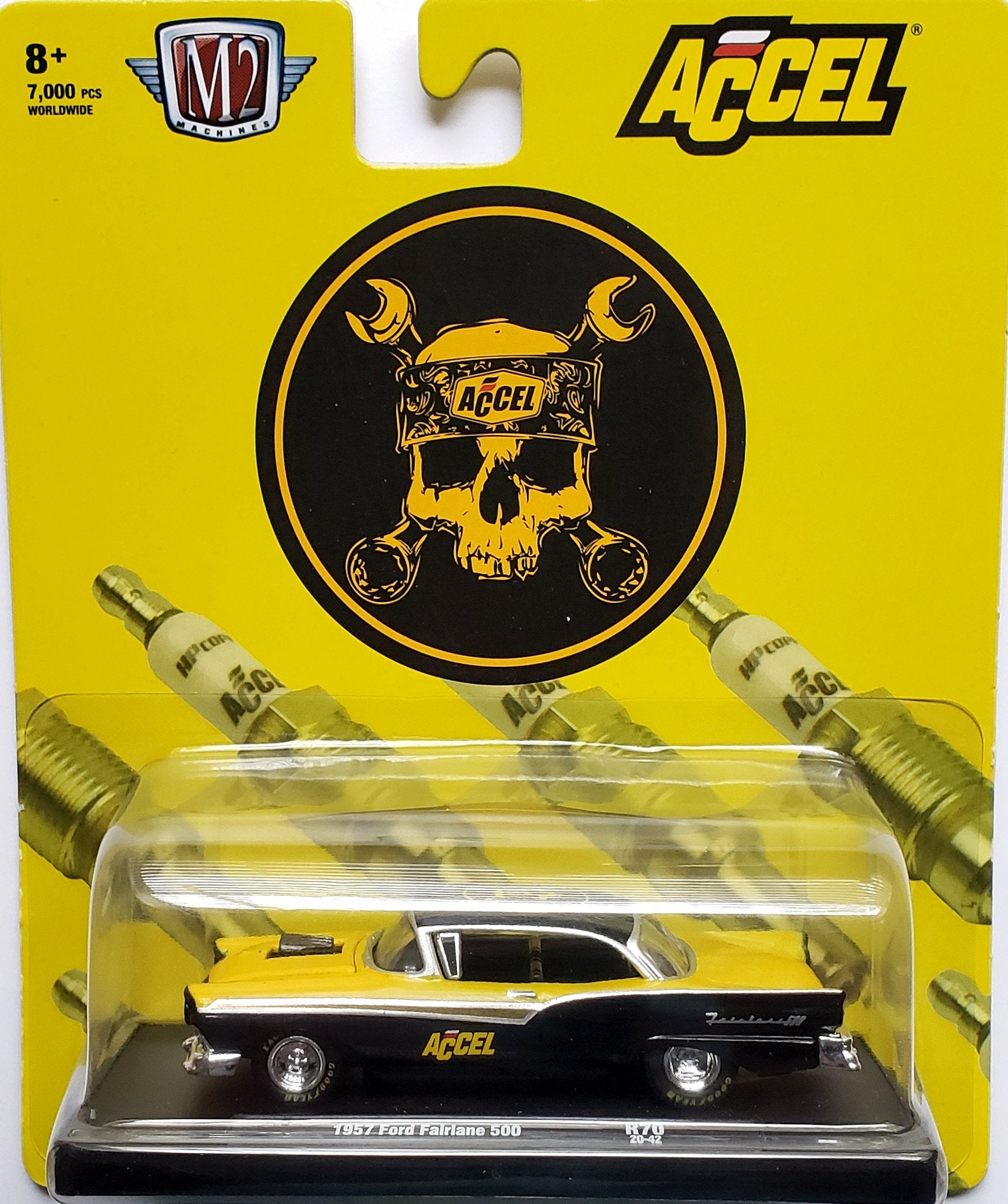 2020 M2 Machines Auto Drivers #R702042 - 1957 Ford Fairlane 500 (Yellow / Black Accel)