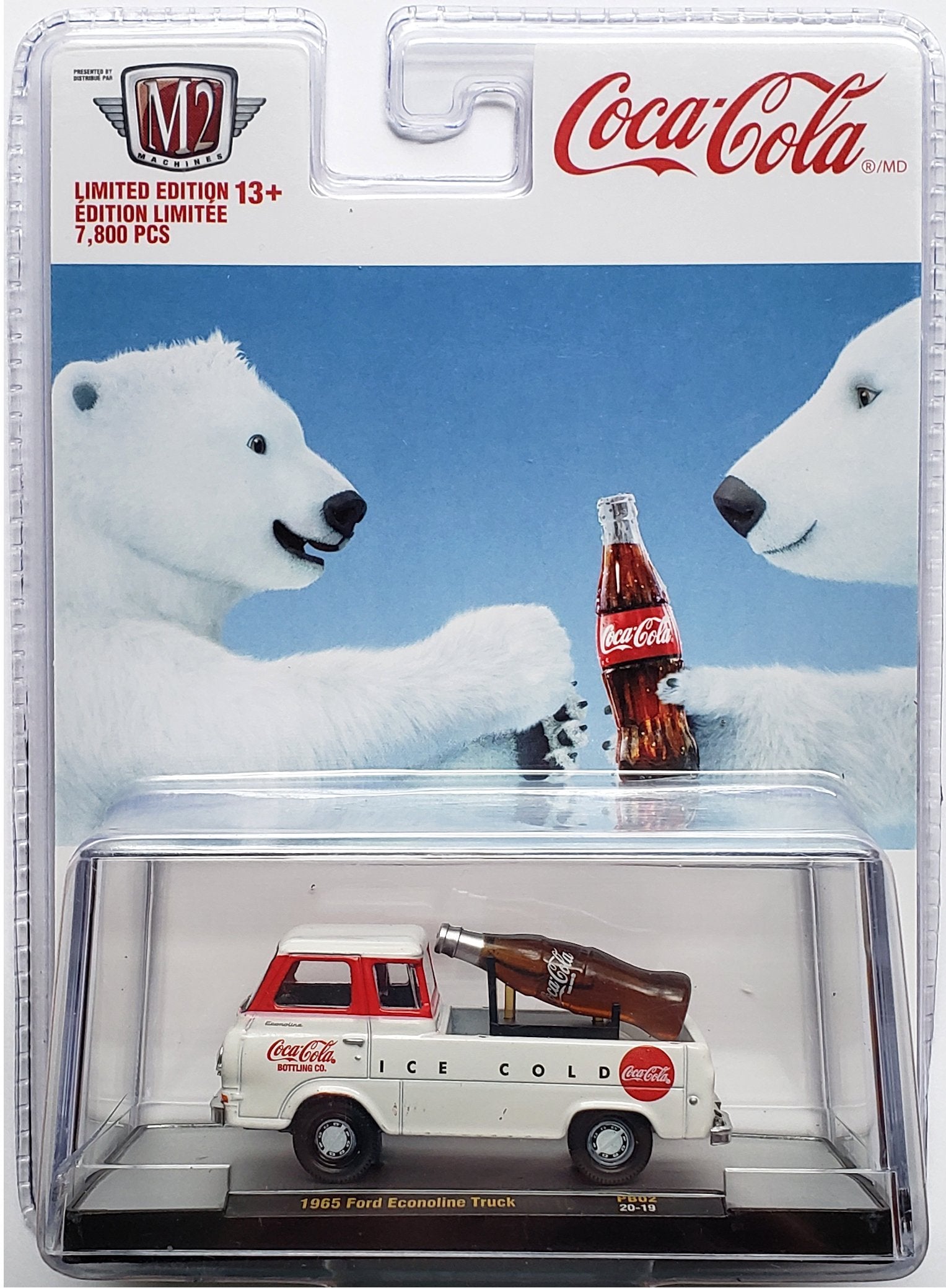 2020 M2 Machines Coca Cola PB02-20-19 - 1965 Ford Econoline Truck (Christmas Polar Bear White)