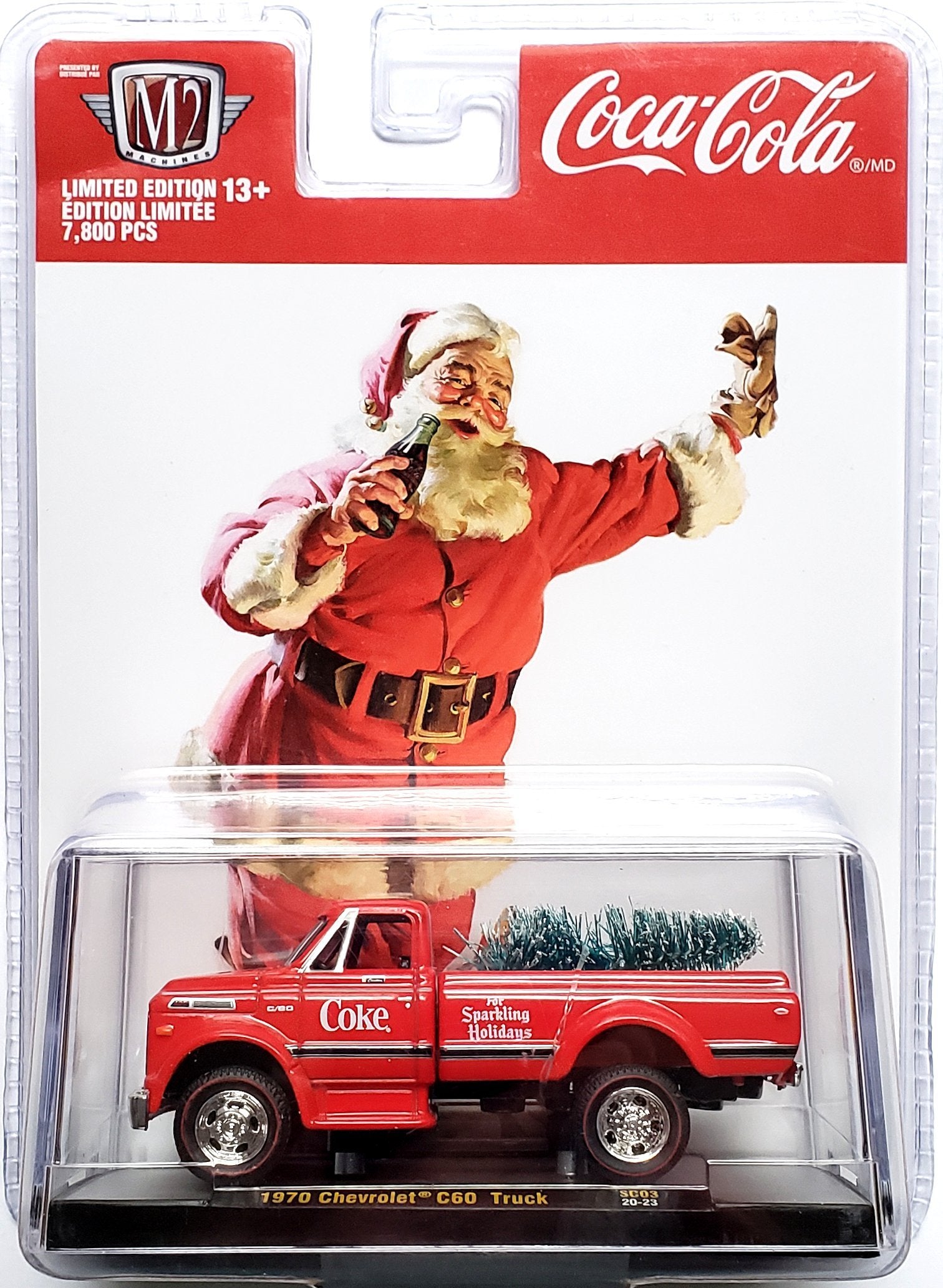 2020 M2 Machines Coca Cola SC03-20-23 - 1970 Chevy C60 Pickup Truck (Christmas Red)