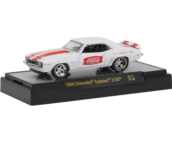 2021 M2 Machines Coca Cola A11-21-18 - 1969 Chevy Camaro Z/28 (Coca-Cola White)